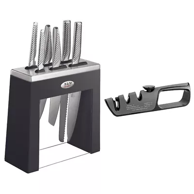 GLOBAL 79620 Kabuto 7pc Knife Block Set With Bonus Acuminate Adjustable Knife Sh • $449