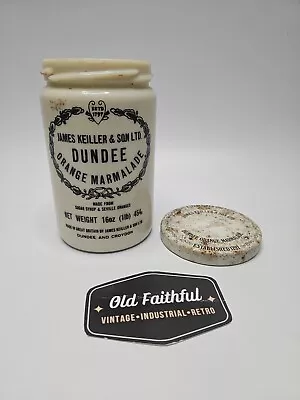 Vintage- JAMES KEILLER & SON LTD Dundee Orange Marmalade Empty Jar & Lid • £20