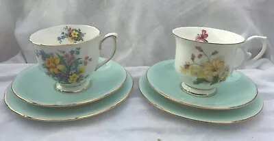 Two Beautiful Mismatched China Trios. (sold As A Set). • £9.50