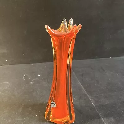 Vintage 12” Murano Bud Vase. Orange. Sticker. Beautiful!! • $45