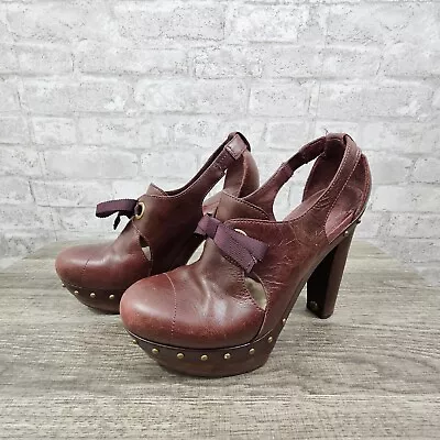 UGG Celestina Wooden Platform Heels Size 8.5 Burgandy • $69.75