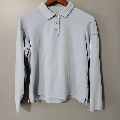 Duluth Trading Co Polo Shirt Mens Medium Pocket Long Sleeve Blue Outdoors • $14.25