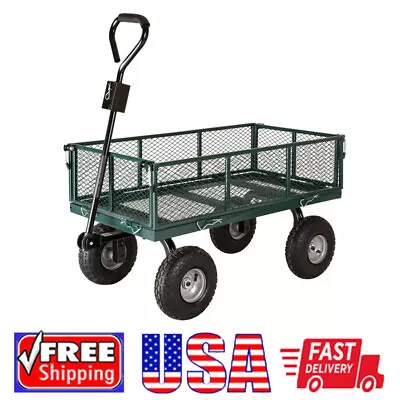 Garden Cart Yard Dump Wagon Cart Steel Lawn Utility Heavy Duty Outdoor 10  Tires • $148.50