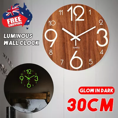 12  Wall Clock Luminous Quartz Round Silent Night Glow In The Dark Non Ticking • $15.69