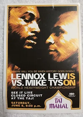 Rare!!!  Taj Mahal  2002 LENNOX LEWIS Vs MIKE TYSON Mail Postcard Advertisement  • $7.99