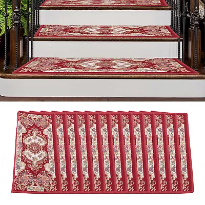 $100 • Buy 13Pcs Non-Slip Washable Stair Treads Carpet Step Mats Rectangular Carpets 65cm