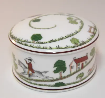 Coalport Hunting Scene  3  Lidded Trinket Box Pot  C1990s Excellent • £12.99