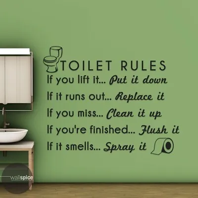 DIY Removable Toilet Rules Wall Quotes Sticker Washroom Bathroom Vinyl Art Decor • $10.56