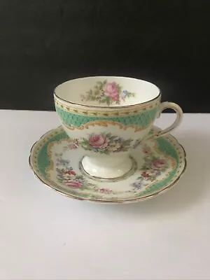 Vintage EB Foley Windsor Green Floral Tea Cup & Saucer Set • $35