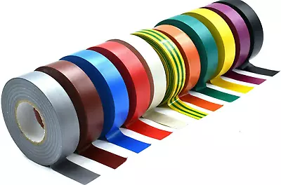 Electrical Pvc Insulation Insulating Flame Retardant Tape 5m 20m & 33m 9 Colours • £2.79