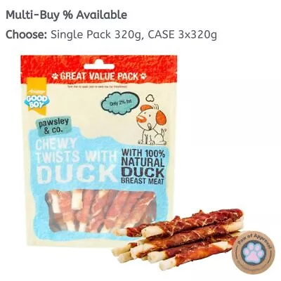 £12.49 • Buy Good Boy Pawsley Chewy Duck Twists Munchy Dog Treats Rawhide Dental Chews 320g