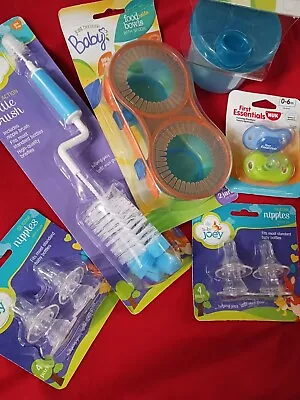 Baby Lot. Nipples Bottle Brush. Bowls Diapers Fitted Sheet...See Description  • $29.75