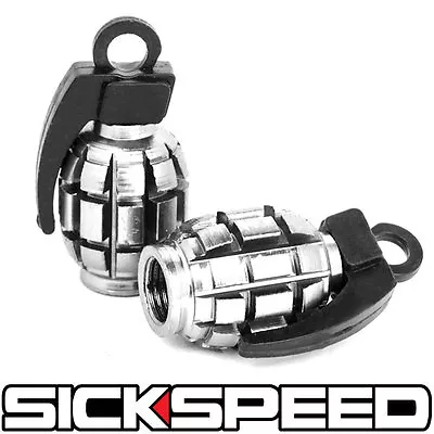 2 Pc Polished Anodized Grenade Valve Stem Cap Kit/set For Motorcycle Tires M8 • $9.88