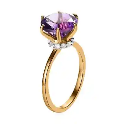 GORGEOUS!! 3.55ctw Moroccan Amethyst Solitaire Ring Vermeil Plated Size 8 • $58