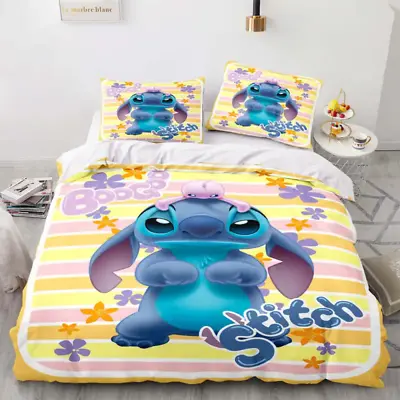 Funny Cartoon Lilo And Stitch Printed Full Bedding Duvet Covers Set (4pcs) • $79.99