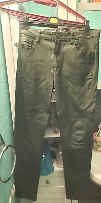 £6 • Buy Stradivarius Ladies Green Wet Look Trousers Size 14
