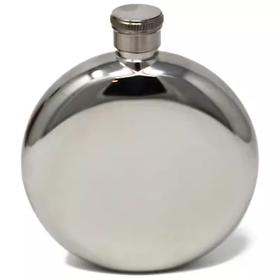 5 Oz Discrete Round Pocket Alcohol Liquor Flask (Shiny) Stainless Steel • $16.99