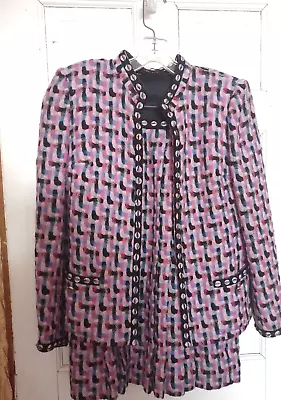 Gorgeous Vintage Women's Custom Made Tweed - Silk Lined Skirt Suit - Size 4-6 • $105