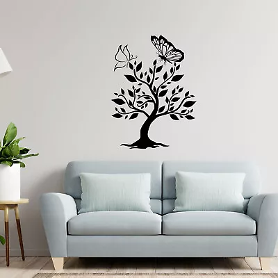 Wall Art Stickers Tree And Butterfly  Home Decals  Living Room Camper Van • £13.99