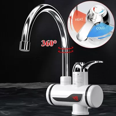 UK Electric Heater LED Faucet Tap Instant Hot Water Bathroom Kitchen Fast Heat • £18.99