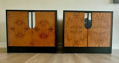 Vintage 1970's Milo Baughman Style Burl Wood Nightstand Pair • $1200