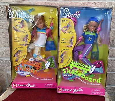 New In Box Awesome Skateboard Whitney & Stacie Barbie Dolls 1999 • $60