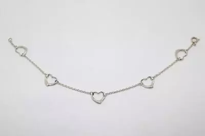 Auth Tiffany&Co. Elsa Peretti 5 Open Heart Bracelet Sterling Silver 925 • $142