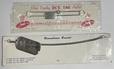Rare 1956 Elvis Presley Dog Tags Anklet Silver Tone Jewelry Orig Mint On Card • $29.99