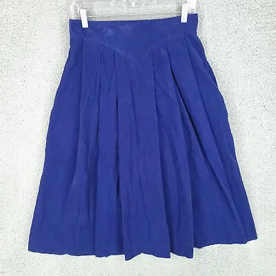 Vintage Laura Ashley Skirt Womens 14 Blue Corduroy Pleated Midi Great Britain  • £21.20