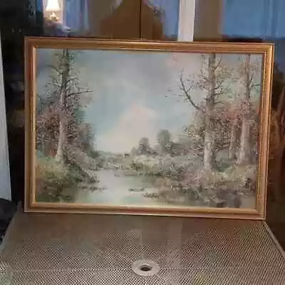 Vintage Landscape OIL PAINTING 1950s • $73.65