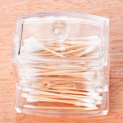 Cotton Swab Case Q Tip Box Storage Holder Living Room Clear Home Travel With Lid • $15.05