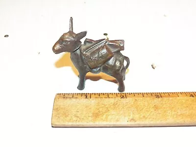 Vintage Bronze Burro Pack Mule Donkey Figurine W/ Nodding Head • $14.99