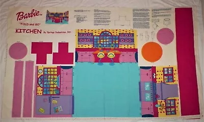 BARBIE Fold And Go Kitchen Fabric Panel Vtg 2002 Mattel Add A (Doll House) Room • $10.90