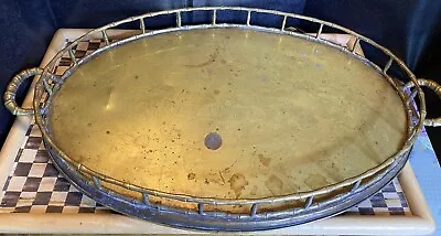 $200 • Buy Bamboo Brass Oval Serving Tray 25x13x2” GC