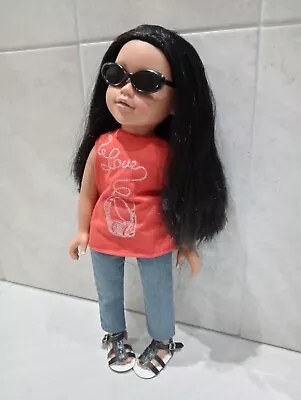 £7 • Buy Stunning Design A Friend Doll | 18 Inch | Long Black Hair & Sunglasses