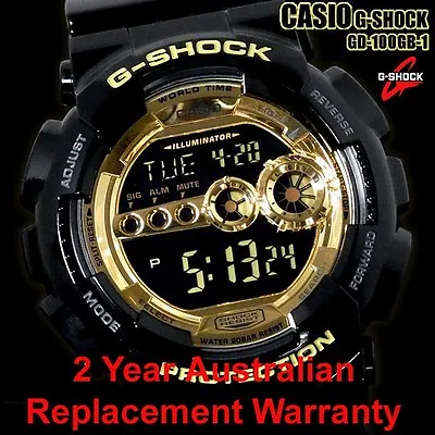 CASIO G-SHOCK DIGITAL MEN WATCH GD100GB BLACK X GOLD GD-100GB-1 2-YEARS WARRANTY • $164.99