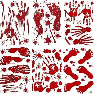 Halloween Window Stickers Decoration Scary Blood Hand Party Bloody Red Decals It • £2.99