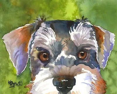 Miniature Schnauzer Art Print Signed By Artist Ron Krajewski Painting 8x10 Dog • $19.50