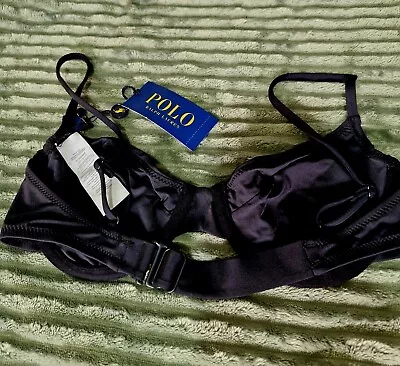  Ralph Lauren Polo Sport Underwired Bikini Top -  Black - SZ 10/12 - BNWT • £16