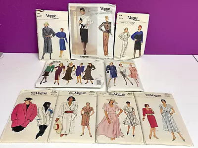 Lot 9 Vintage Vogue Patterns Women's Sewing Designer Dress Coat Jacket Pants VTG • $29.95