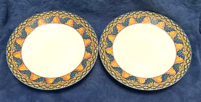 Set(s) Of 2 Mikasa Sao Paulo Mosaic 9 1/2  Large Rimmed Soup Bowls -4 Avail - Ec • $18