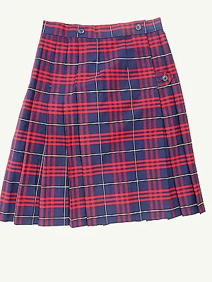 Girls R/K Red Plaid Kilt Knife Pleat Uniform Skirt Sizes 10 - 20 • $14