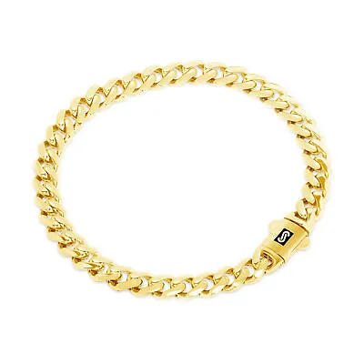 10K Yellow Gold Miami Cuban 6mm Monaco Chain Bracelet 7  7.5  8  8.5  9  Hollow • $294.99