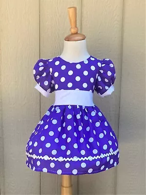 Minnie Mouse Dress| Purple Puff Sleeve Girls Dress| Handmade Girls Dress • $38