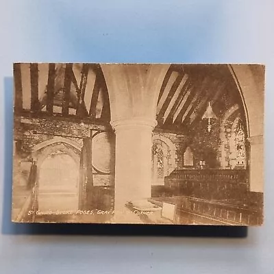Stoke Poges Postcard C1925 St Giles Church Interior Gray Pew Buckinghamshire • $16.96