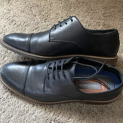 Vince Camuto MINT Lamson $120 Cap Toe Leather Oxford Mens 10.5 Black Dress Shoes • $5