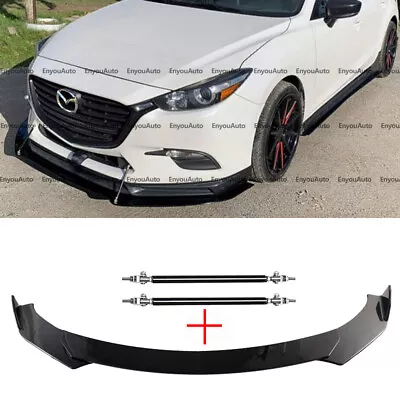 For Mazda MX-5 Miata Front Bumper Lip Spoiler Splitter + Strut Rods Glossy Black • $52.25