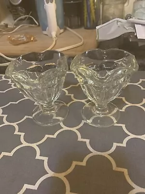 2 Vintage Glass Anchor Hocking Clear Glass 4  Sundae Dishes • $9.99