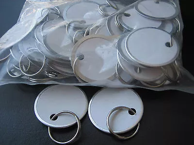 Lot 50 Metal Edged 1 1/4  White Paper Tags With Ring / Key ID Labels Tags  • $11.49
