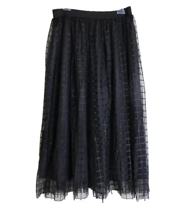 Maple Womens Black Plaid Mesh Skirt High Waist Midi Skirt Size XL • $19.99